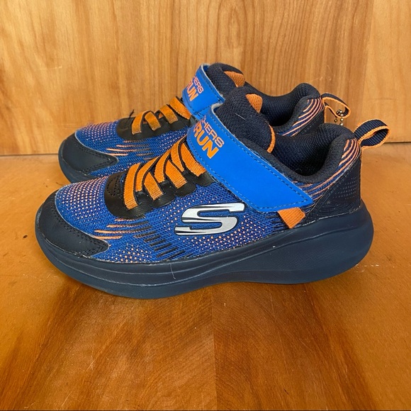 KIds 11 Skechers Go Run Blue Orange Sneakers SEF0263 - Picture 3 of 9